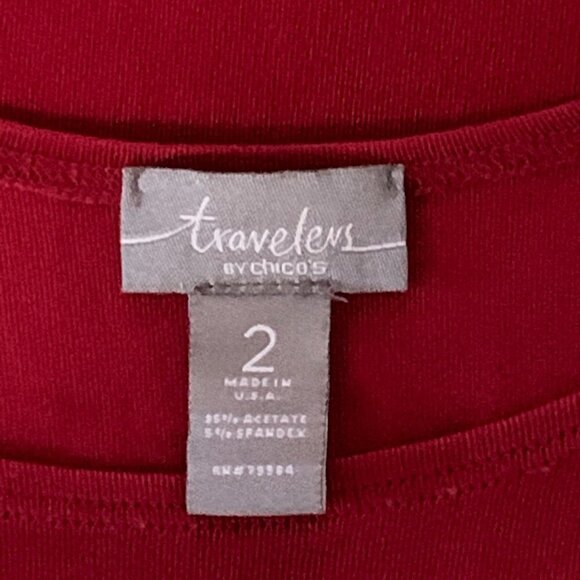 Chico's Travelers Travel Tank Top Sz 2 (L/12) Red #19778 - Picture 5 of 6